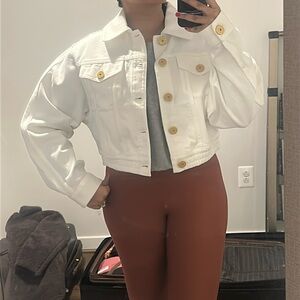 Balmain white croped trucker jacket